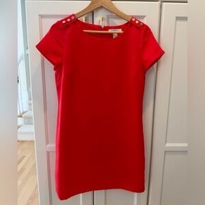 Forever 21 Vibrant Red Dress with Gold Button Accents | size small